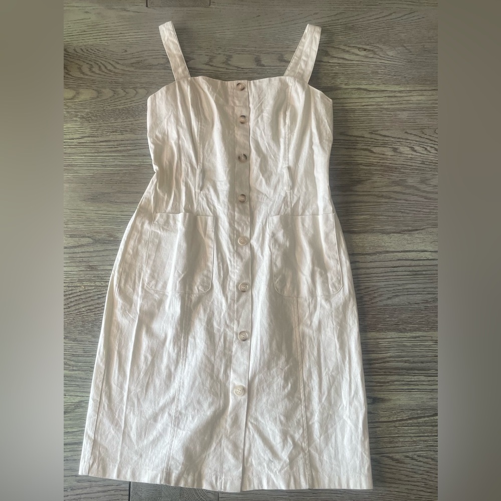 HAVE Cream linen Button-Down Dress